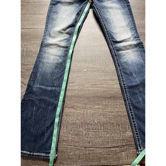 Miss Me Jeans 28x34 Bootcut Western Bling Pocket White Label Med Blue M3039B NWT - Picture 9 of 9
